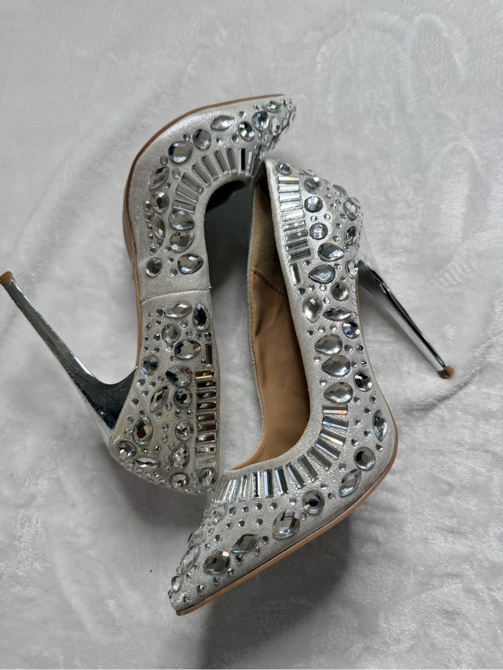 Women’s Charlotte Russe Silver Jeweled Stiletto Heels